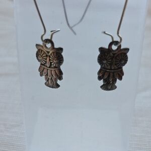 Owl Design Earrings in Bronze Tone